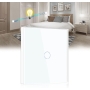 BSEED Touch Light Switch, 1 Gang 2 Way Tempered Glass Light Switch with LED Indicator, White Touch Sensitive Light Switch - No Neutral