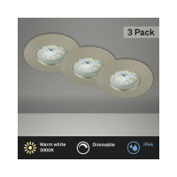 BRILONER LED light set, 75 mm, brushed nickel, 3 pieces.