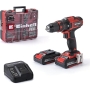 Einhell kit with TE-CD 18/40 Li-i +64 battery, 4.0 Ah, PXC, 18 V, 40 Nm, Giri control, 2 speeds, max. 24,000 min-1, with Carica battery and accessories