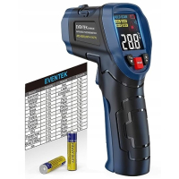 EVENTEK Laser Infrared Thermometer -50°C~600°C, Adjustable Emissivity, for Kitchen/Grill/Industrial Applications