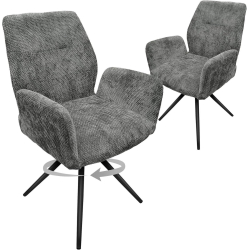 HOMELUX Swivel Chairs, Set of 2, Upholstered with Metal Legs, up to 110 kg