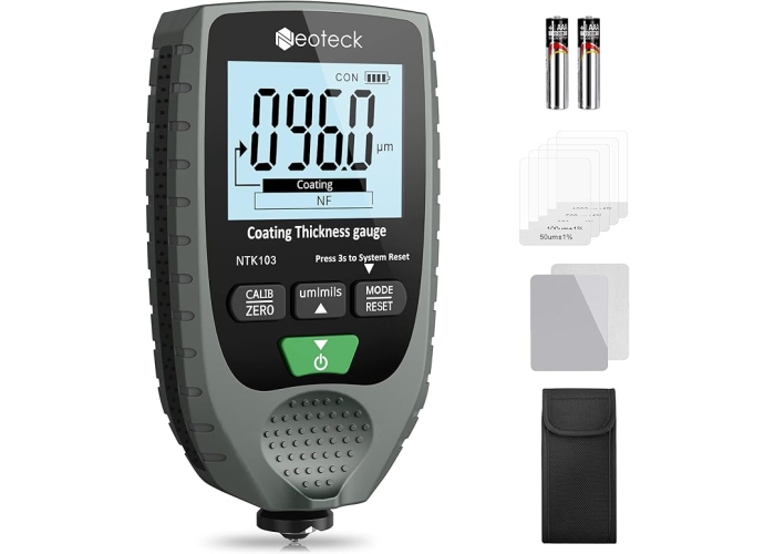 Neoteck Digital Paint Thickness Gauge for Cars, Fe & NFe Probes, 0-1500µm Neoteck Digital Paint Thickness Gauge for Cars, Fe & NFe Probes, 0-1500µm