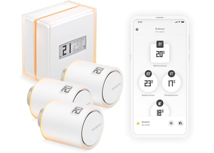 Netatmo Smart Thermostat + 3 Heads, WiFi App Control, Heating Control Netatmo Smart Thermostat + 3 Heads, WiFi App Control, Heating Control