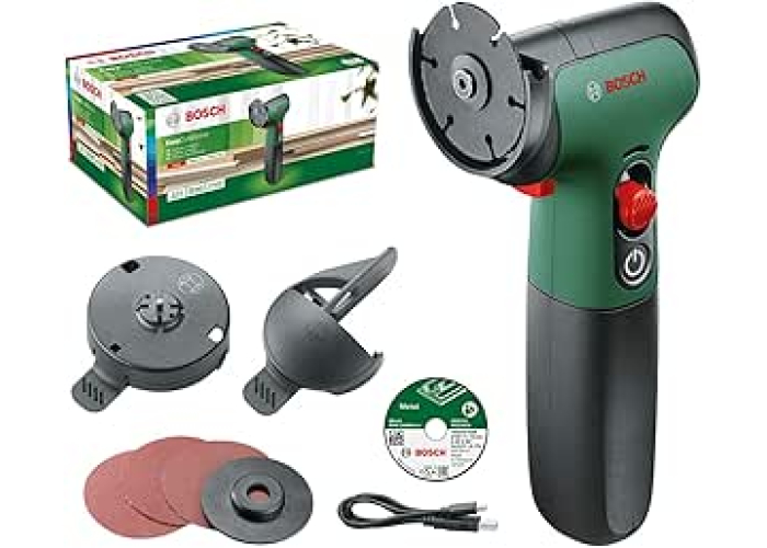 Bosch - EasyCut&Grind Tool Multifunction Sans-Fil (7.2 V, 2.0 Ah; 2 grinding discs, 1 sanding plate, 3 abrasives, 1 transport cover with Allen key, 1 adapter, 1 USB-C cable) Bosch - EasyCut&Grind Tool Multifunction Sans-Fil (7.2 V, 2.0 Ah; 2 grinding discs, 1 sanding plate, 3 abrasives, 1 transport cover with Allen key, 1 adapter, 1 USB-C cable)