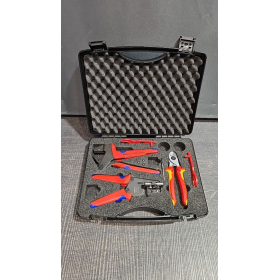 Juego de herramientas de crimpado fotovoltaico KNIPEX, 6 piezas, con insertos y soporte para conectores MC4