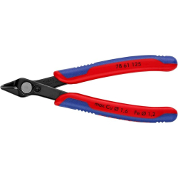 Alicates de corte lateral de precisión KNIPEX Electronic Super Knips 78 61 125, bruñidos.