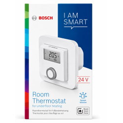 Termostato de ambiente Smart Home de Bosch para calefacción por suelo radiante con control por cable de 24 V: compatible con Google y Alexa Assistant.