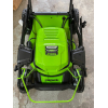 Greenworks 48V lawnmower with 46cm cutting width and 55L grass catcher bag