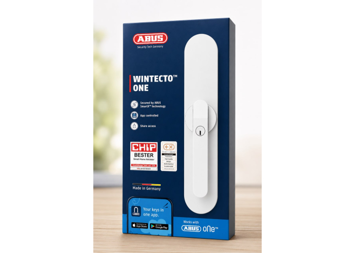 Manilla inteligente para ventanas y puertas de balcón ABUS WINTECTO One con función de alarma, color blanco. Manilla inteligente para ventanas y puertas de balcón ABUS WINTECTO One con función de alarma, color blanco.