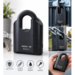 Combination lock 190/60 with closed shackle construction
