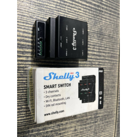 Shelly Pro 3 | Релейний розумний вимикач із сухими контактами | 3 канали - 48A | Wi-Fi, LAN та Bluetooth | Монтаж на DIN-рейку | Сумісний з Alexa та Google Home | Додаток для iOS/Android