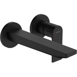 Grifo mezclador empotrado para lavabo Hansgrohe Rebris E, negro mate, con caño de 20 cm