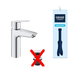 Змішувач для ванної кімнати Grohe Quickfix Start, одноважільний, DN 15, розмір M, хромований, з монтажним інструментом, 24204002