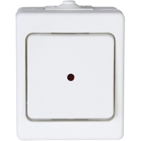 Kopp 564602001 Surface-mounted control switch for damp rooms with lens and built-in glow lamp, IP44 standard