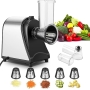 COOCHEER Stainless Steel Electric Vegetable Cutter Grater with 5 Cutting Drums