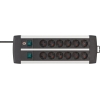 Brennenstuhl Premium Alu-Line 12-pin/multi-socket extension cable made of high-quality aluminum (with 2 switches for 6 sockets, 3 m long).