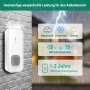 Kabellose wasserdichte Türklingel, Plug-in Türklingel, 2 Sender und 1 Empfänger, 400 m Reichweite, wasserdicht, 55 Melodien, 5 Lautstärkestufen, LED-Anzeige, weiß