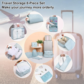 AiQInu Organizador de Equipaje,8 en 1 Set de Organizadores de Viajes, Impermeable Organizador de Maleta Bolsa,Cubos de Embalaje Para Ropa, Cosméticos, Ropa Interior