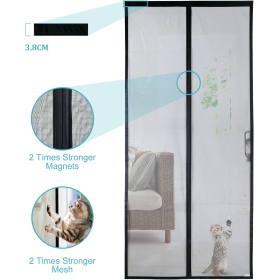 Puerta Magnética Apalus VP- Antimosquitos de Alta Resistencia, Cierre Automático de Arriba a Abajo, Mantiene el Aire Fresco Dentro y Los Bichos Fuera (90x210CM, Negro)