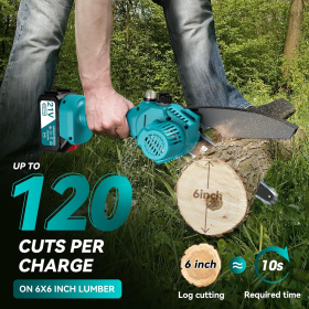 Mini Chainsaw Battery 8000mAh, Seesii 6'' Electric Chainsaw Battery with Oil Tank and 2 Batteries, Portable Cordless Chainsaw for Pruning Trees for Gardening, CH600+