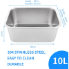 ASelected 304 Stainless Steel Large Rectangular Washing Up Bowl 10 Litre Dishwasher Mixing Bowl Plastic Free 33 x 24 x 15 cm