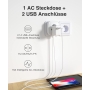 GHome enchufe inteligente con USB, 16A 4-pack mide el consumo de energía, WLAN con control remoto, control de voz y temporizador, funciona con Alexa, Google Home