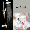 QJUZO Duschset Duschsäule Wasserhahn Regendusche Duscharmatur Duschkopf Duschsystem inkl Handbrause Shower Set Höhenverstellbar