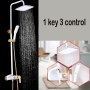 QJUZO Duschset Duschsäule Wasserhahn Regendusche Duscharmatur Duschkopf Duschsystem inkl Handbrause Shower Set Höhenverstellbar