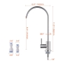 Ibergrif, M22301A, Grifo de Osmosis Inversa, Grifo de Cocina Agua Potable, Acero Inoxidable, Giratorio 360 grados, Grifo de Osmosis Inversa con Adaptador de 2, Grifos, Plata