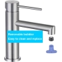 ONECE brushed stainless steel tap for bathroom, with spout height 105 mm, matt