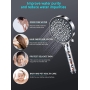 Showerhead High Pressure with Filter - YEAUPE Handheld Powerful Flow Showerheads with Beads Filter Pressure Boost Water Saving 6 Modes Showerheads for Hard Water Low Water Pressure Showerheads