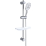 Görbach Shower set Rail Shower kit Hand shower Shower rail with shower head holder Shower tray/Soap dish Hand shower hose (1210, chrome)