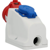 PCE 40582L Combi wall socket outlet, polyamide, CEE (400V/16A) and Schuko (250V/16A), surface mounting, IP 44