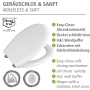 WENKO WC-Sitz Gubbio, Absenkautomatik und Fix-Clip, Bis 350 kg belastbar, Antibakterielles Duroplast, 37 x 44,5 cm, Weiß