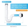 Bächlein flexible drain hose made of aluminium for the washbasin - G 1 1/4" x 32 mm, extendable from 320-800mm, odour trap individually adjustable