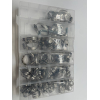 Stainless steel hose clamp set, 110 pieces, adjustable 8–44 mm, assortment for pipes, water lines and vehicles
