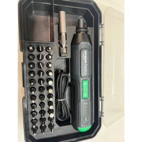 Destornillador inalámbrico Amazon Basics by SKIL de 3,6 V (4 V máx.) con juego de 34 puntas y cable USB