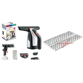 Aspiradora inalámbrica para ventanas Bosch Home and Garden GlassVAC (cargador USB, boquilla de microfibra, 2 boquillas, correa de mano, 3,6 V, 2,0 Ah)