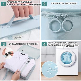 AiQInu Organizador de Equipaje,8 en 1 Set de Organizadores de Viajes, Impermeable Organizador de Maleta Bolsa,Cubos de Embalaje Para Ropa, Cosméticos, Ropa Interior