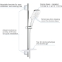 GROHE Vitalio SmartActive 130 Cube - shower rail set (water-saving, 3 spray types, durable surface) chrome, 26596000