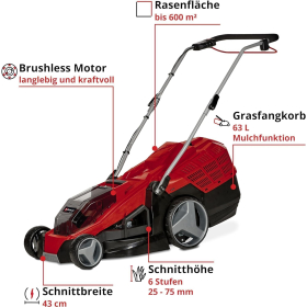 Аккумуляторная газонокосилка Einhell GE-CM 36/43 Li M-Solo Power X-Change