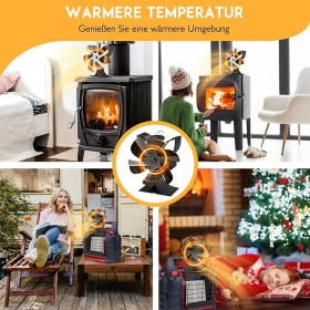 Kaminventilator, 6-flügeliger Ofenventilator ohne Strom