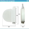 Colector de lamas abatibles de 14 mm para montaje en superficie. Incluye cinta blanca y bolígrafos negros. Estor enrollable de plástico blanco. Fabricado en España.