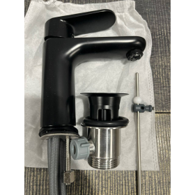Змішувач для раковини KLUDI-X1, низький тиск, матово-чорний, висота виливу 95 мм, з 3 з'єднувальними шлангами