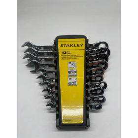 STANLEY Ratschenschlüssel-Satz mit 12 Ringmaulschlüsseln, ergonomischer Griff