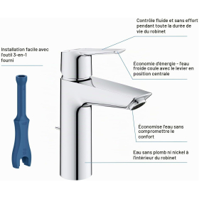Змішувач для ванної кімнати Grohe QUICKFIX Start – одноважільний змішувач з монтажним інструментом