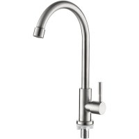Ibergrif M18703, Single Cold Water Kitchen Faucet, 360° Swivel, Single Lever Kitchen Sink Faucet, Stainless Steel