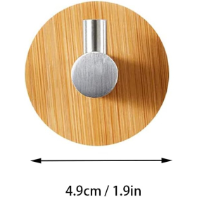 4 Piezas Ganchos de Pared de Bambú, Ganchos de Bambú de Acero Inoxidable, Ganchos de Bambú Autoadhesivos, Sin Perforaciones, Ganchos para Toallas de Acero Inoxidable y Bambú para Baño, Inodoro, Cocina (Plata)