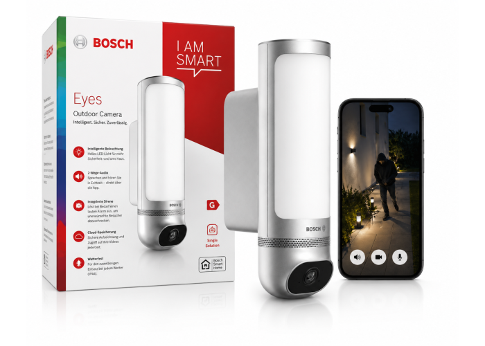 Вулична камера Bosch Smart Home II із сиреною та підсвічуванням 1080p Silver Вулична камера Bosch Smart Home II із сиреною та підсвічуванням 1080p Silver