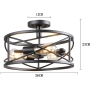 SIHANJUN Semi Flush Mount Ceiling Light Vintage Industrial Kronleuchter Schwarz Metall Retro Käfig Pendelleuchte mit 3 E27 [Energieklasse A++]